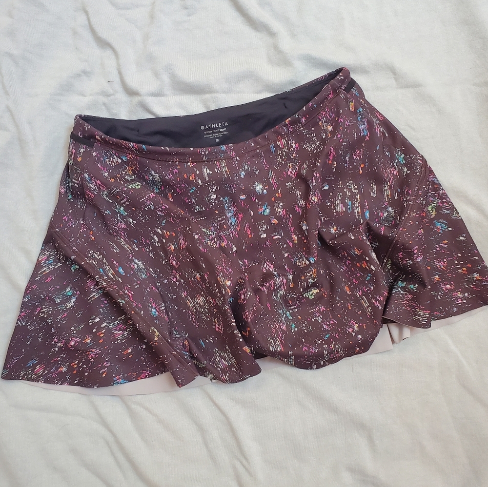 Athleta Black Skort Colorful Splatter Design
